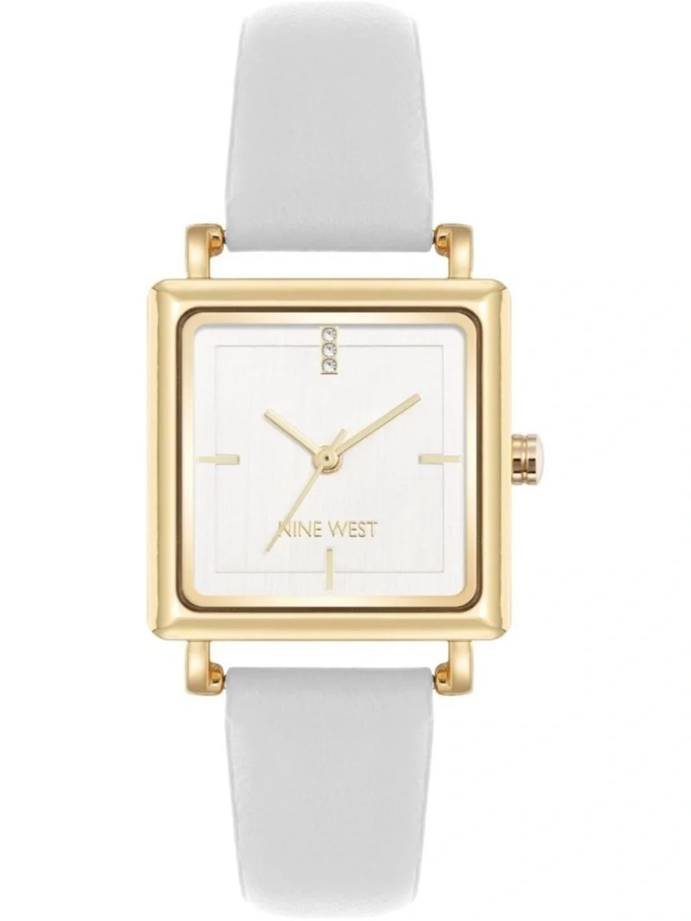 Nine West Women's White Gold Analog Japanese Quartz Modern Square Bracelet Watch